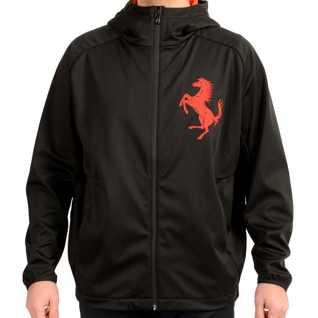 Scuderia Ferrari Men's Black Hooded Logo Softshell Jacket Us L It 52